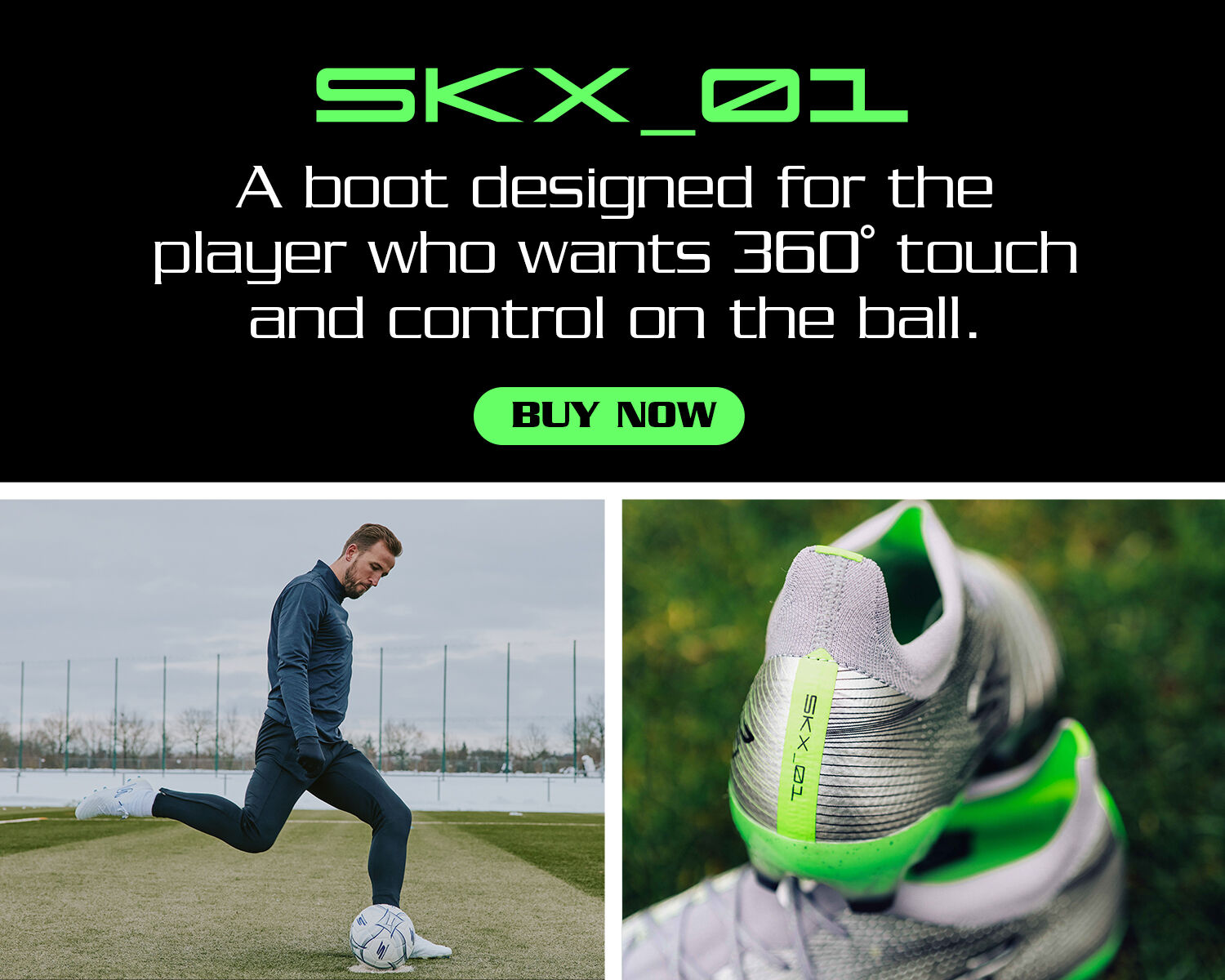 Laser-Comfort SKX_01 Football. A boot designed for the player who eants 360 touch and control on the ball.