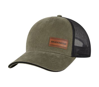 Washed Leather Patch Trucker Hat