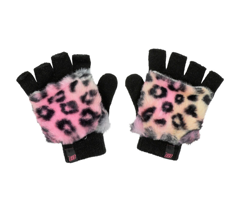 Leopard Kitty Faux Fur Mittens, MULTI, largeimage number 0